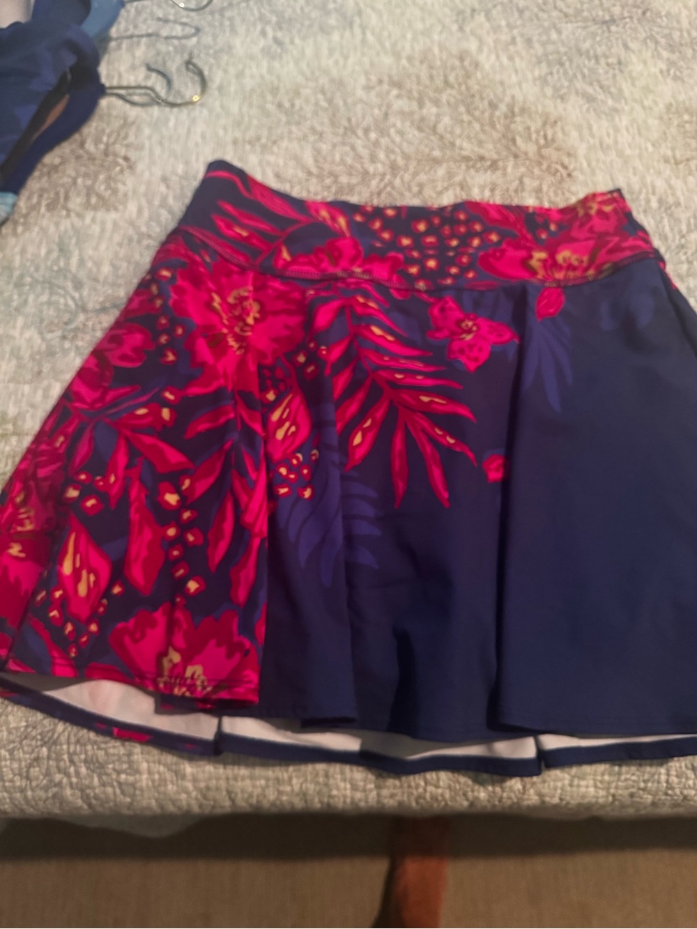 Lilly Pulitzer Luxectic Navy Jacket and Skort with Bright Pink Floral Print - Picture 4 of 7